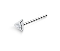 Triangle with Stone Silver Straight Nose Stud NSKA-553
